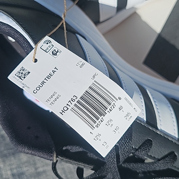 Adidas Men Size 13 Courtbeat Court Beat tennis shoe NEW with Box black white red - Picture 2 of 13